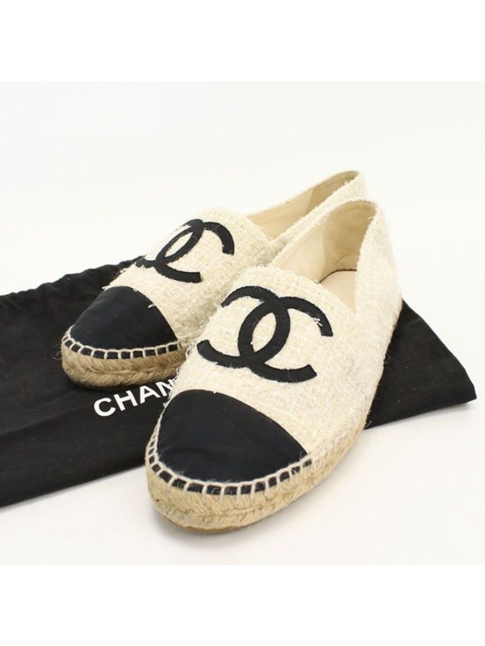 Chanel Espadrilles CC Logo Shoes Tweed